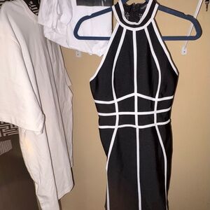 Fashion Nova Black and White Backless Dress